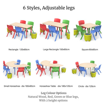 Maple Adjustable Tables  - 6 types