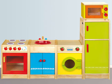 colourful kitchen for use with children aged 3-5 years