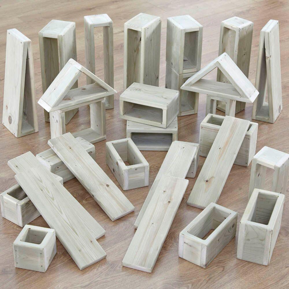 Giant Outdoor Wooden Hollow Blocks 30pk Building Bricks Blocks
