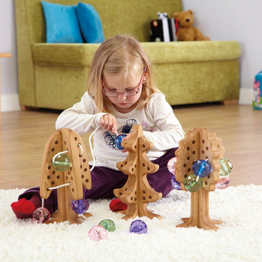 Wooden 3D Threading and Lacing Trees 3pk