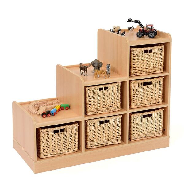 Tiered Storage Units Wicker Baskets Right to Left