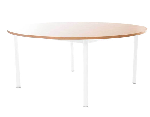 Steel Legged Round Table - White 46cm