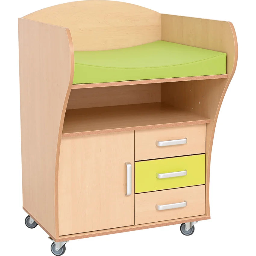 Mattress for changing table on wheels - green