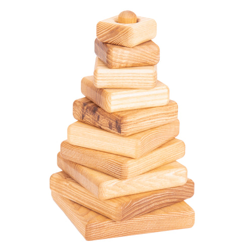 Wooden Manipultive Stacking Pyramids Single Square