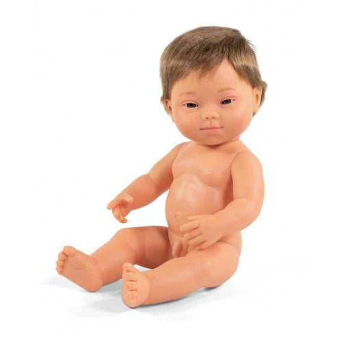 Hard Bodied Baby Doll European Boy with Down Syndrome 38cm
