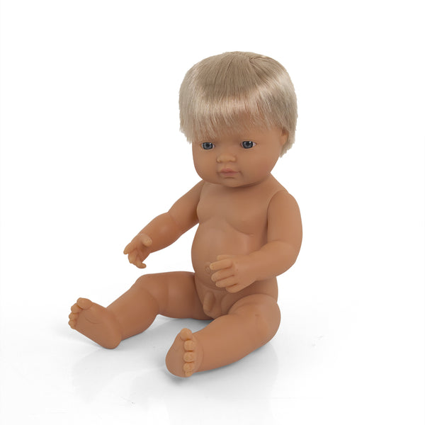 Hard Bodied Baby Doll European Blonde Boy 38cm