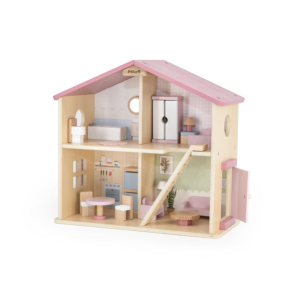 Wooden Dollhouse with Accessories