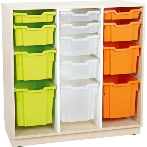 L Cabinet for plastic containers with 2 partitions