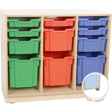 M Cabinet for Plastic Containers 3 Rows with Castors