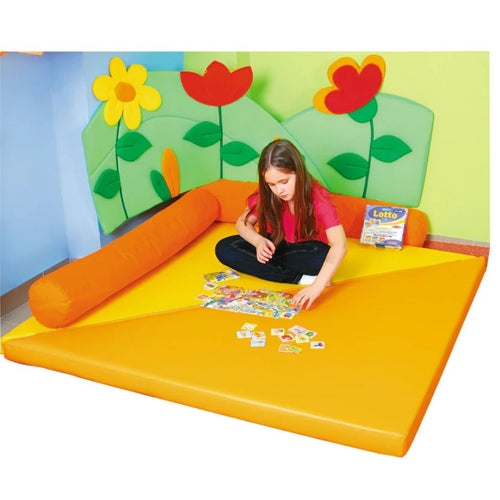 Special Corner Mattress & Orange log Cushions ( pk2)