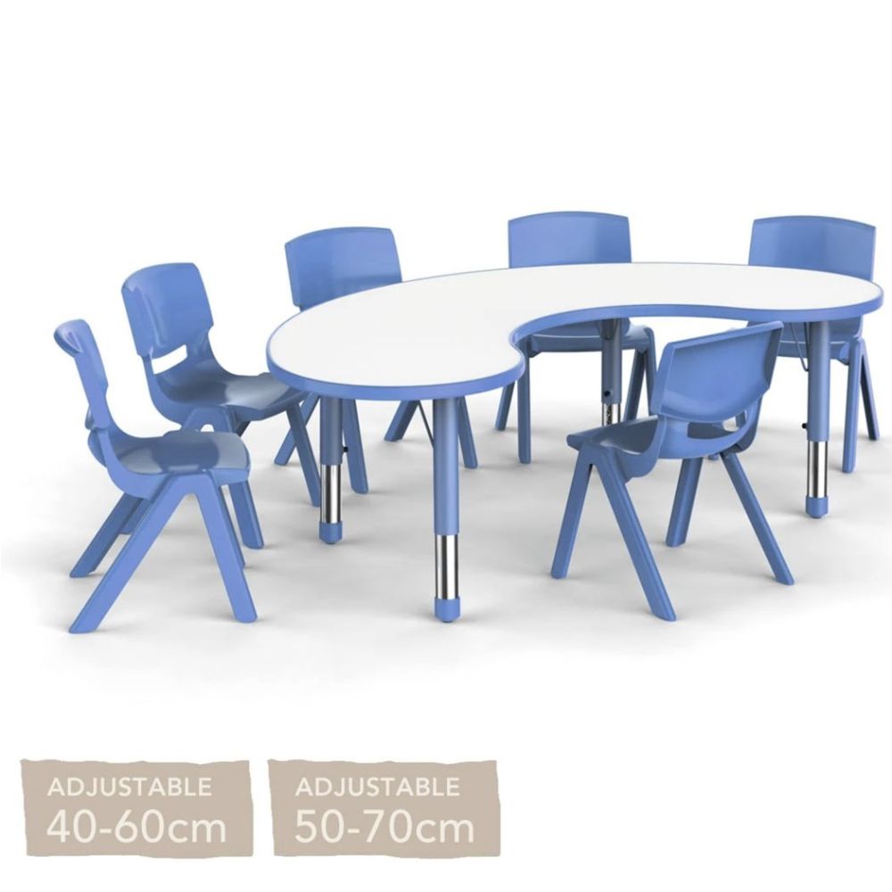 Adjustable Horseshoe Poly Table with Magnolia Top - All Options