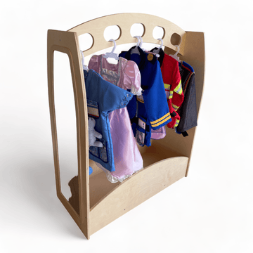 Dress up storage unit with mirror on castors
