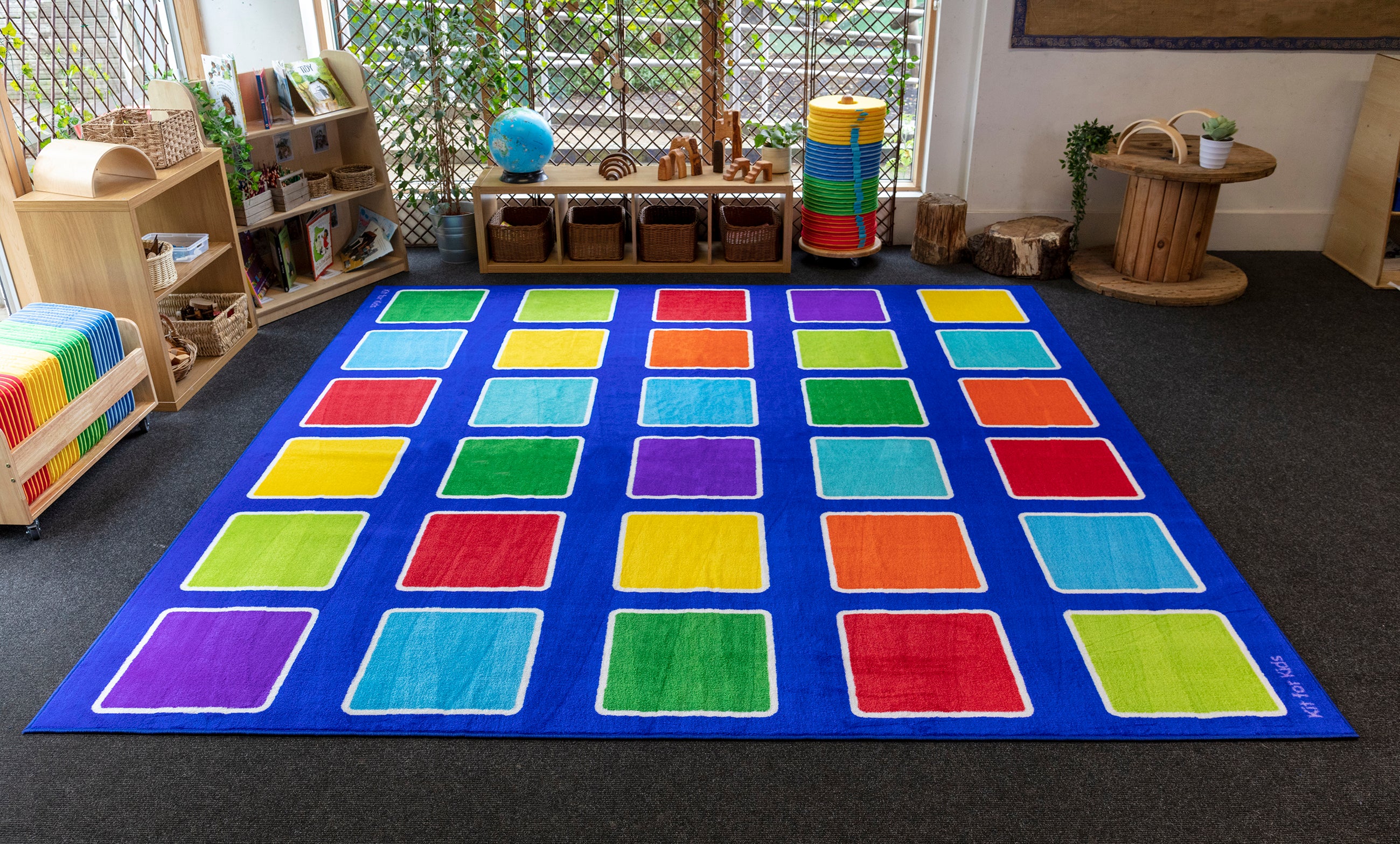 Rainbow Squares Large Placement Carpet
