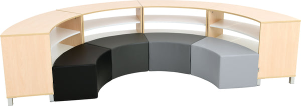 Unit with curved seating - black, grey