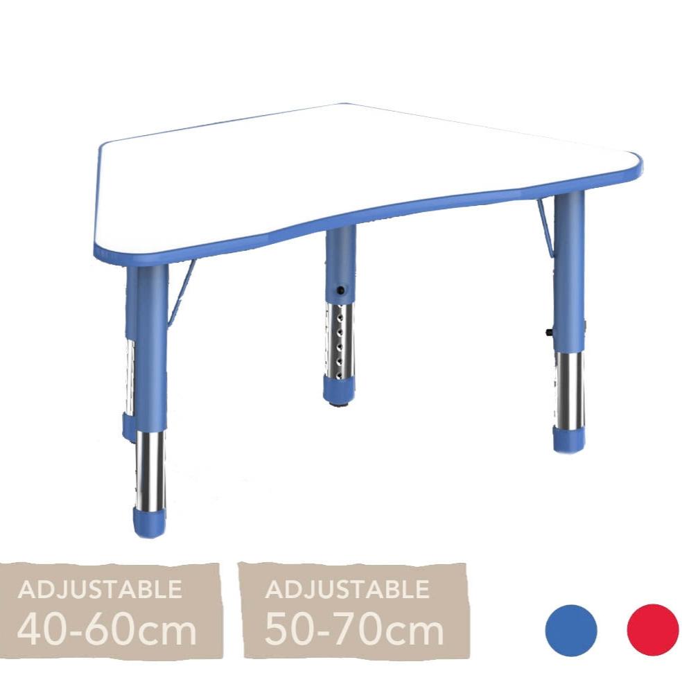 Adjustable Trapezium Polyethylene Table with Orchid White Top - All Heights and Colours - EASE