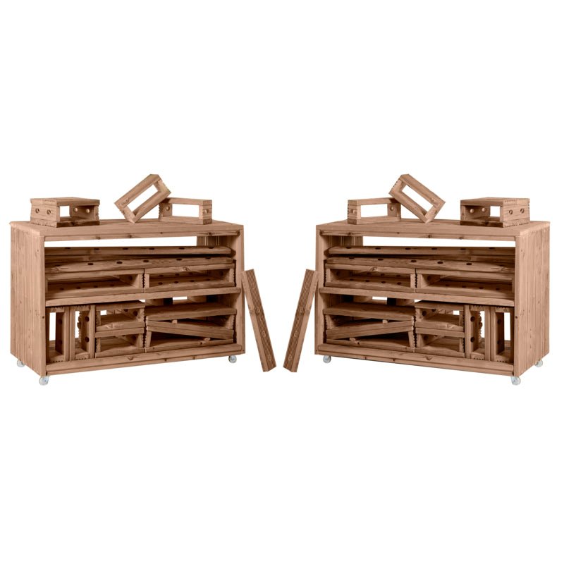 Complete 2 Big Block Trolleys And 50 Blocks Set, EASE Outdoor Play