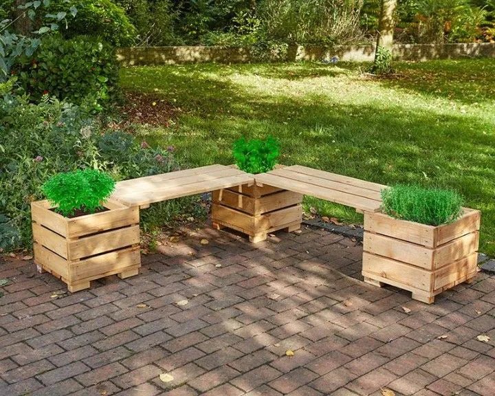 Corner Planter Bench (3 Planters And 2 Seats) - EASE