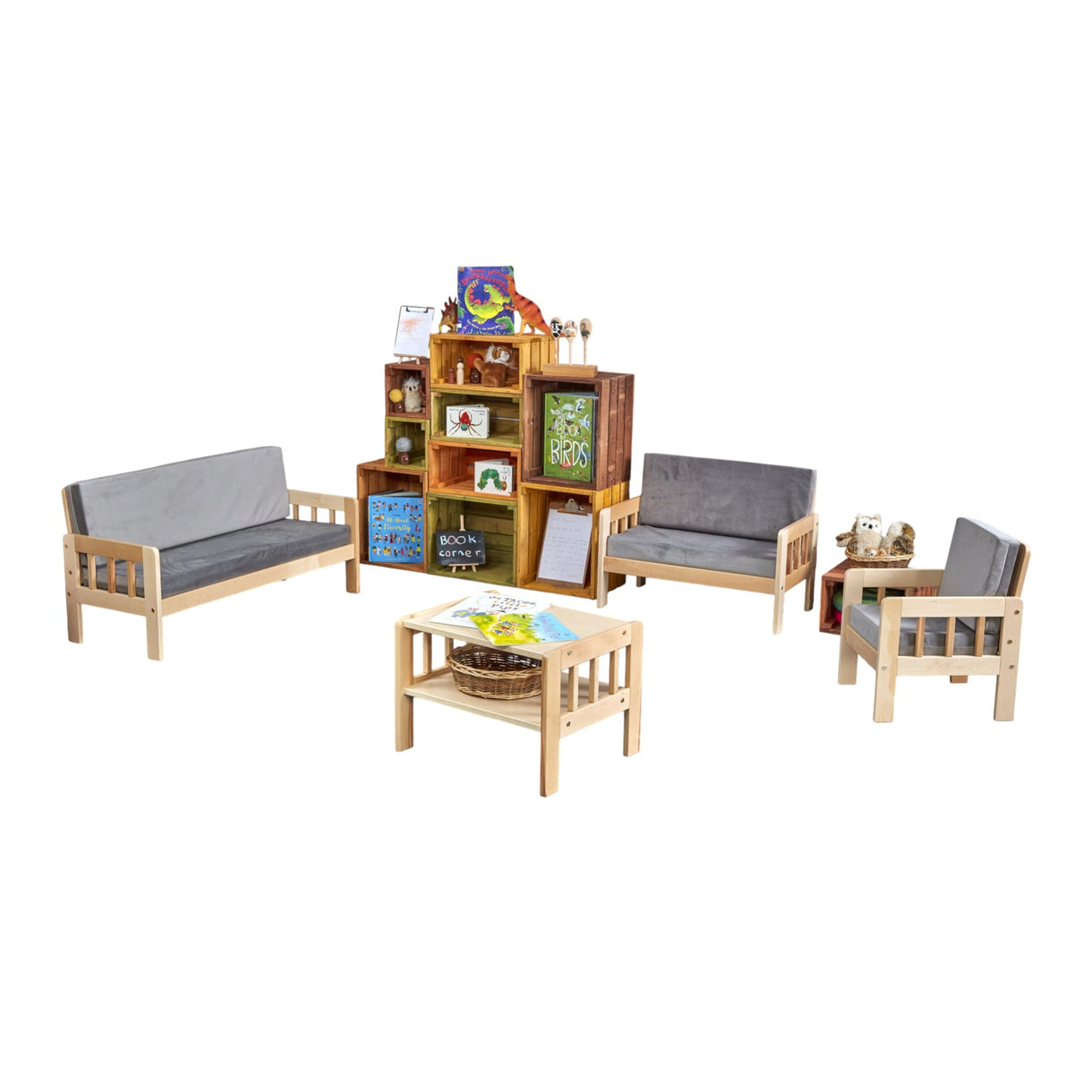 Cosy at Home Sofa, Chair and Table Set - Grey - EASE