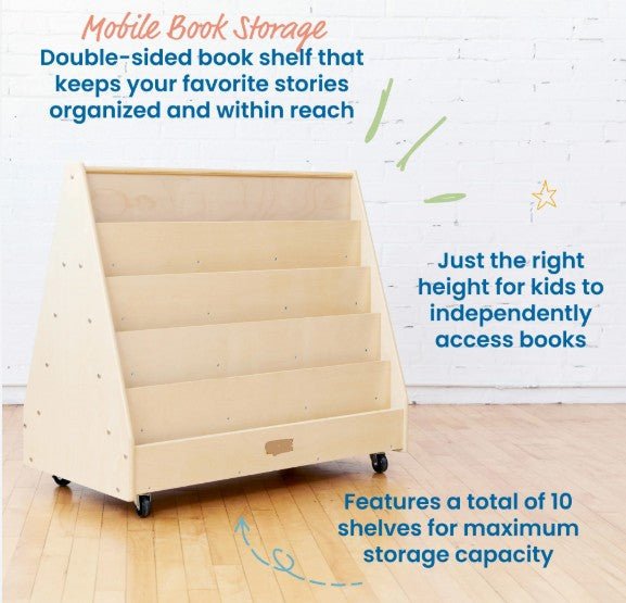Double sided Bookcase on castors - EASE