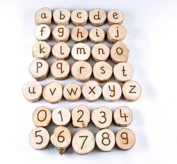 Handcrafted Wooden Letters And Numbers - Set of 36 - EASE