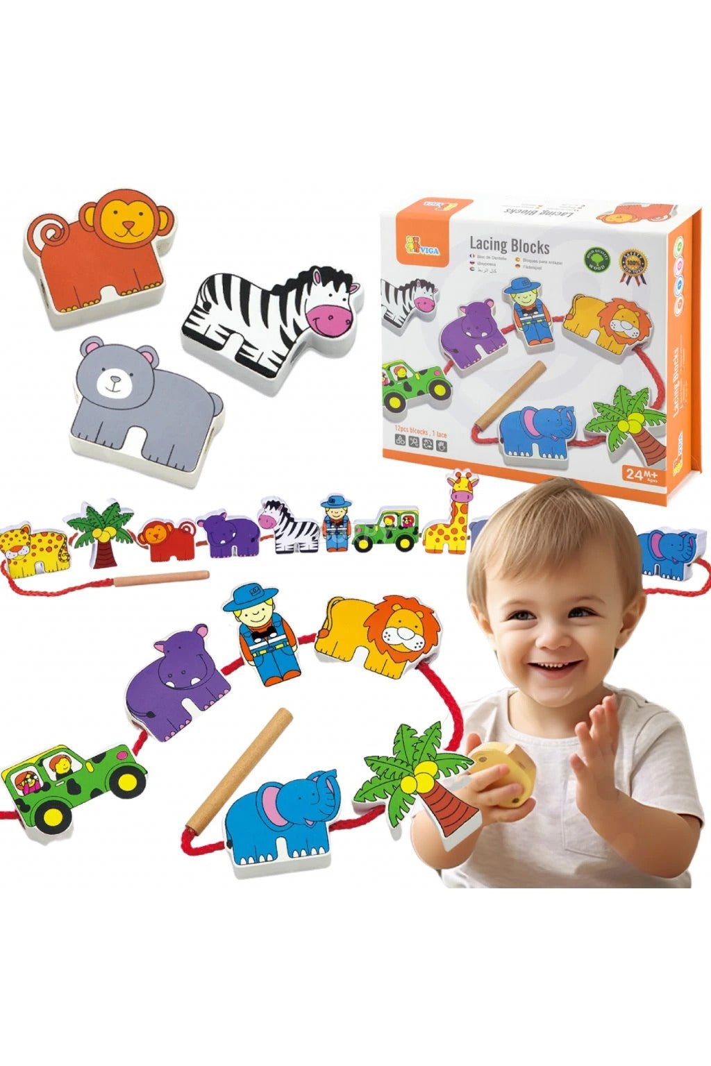 Lacing Blocks - Zoo - EASE