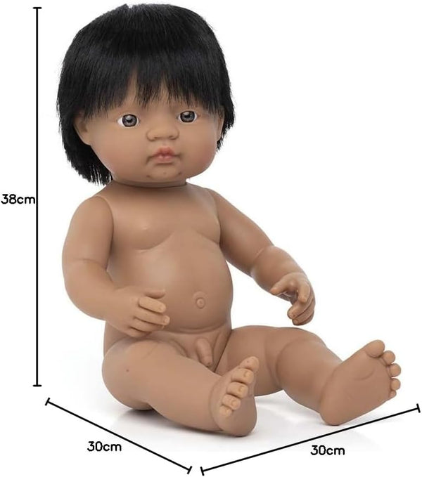 Hard Bodied Baby Doll Hispanic Boy 38cm