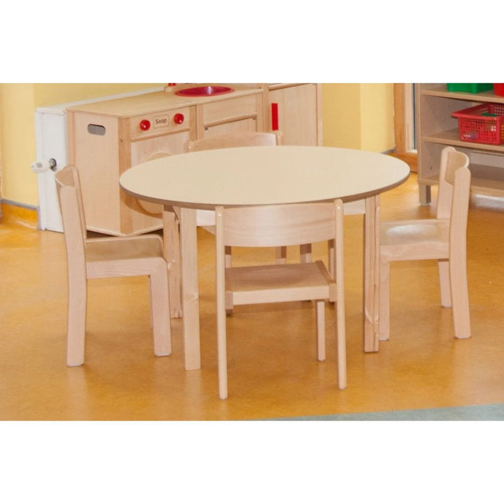 Magnolia Top Table And Stackable Beech Chairs - EASE