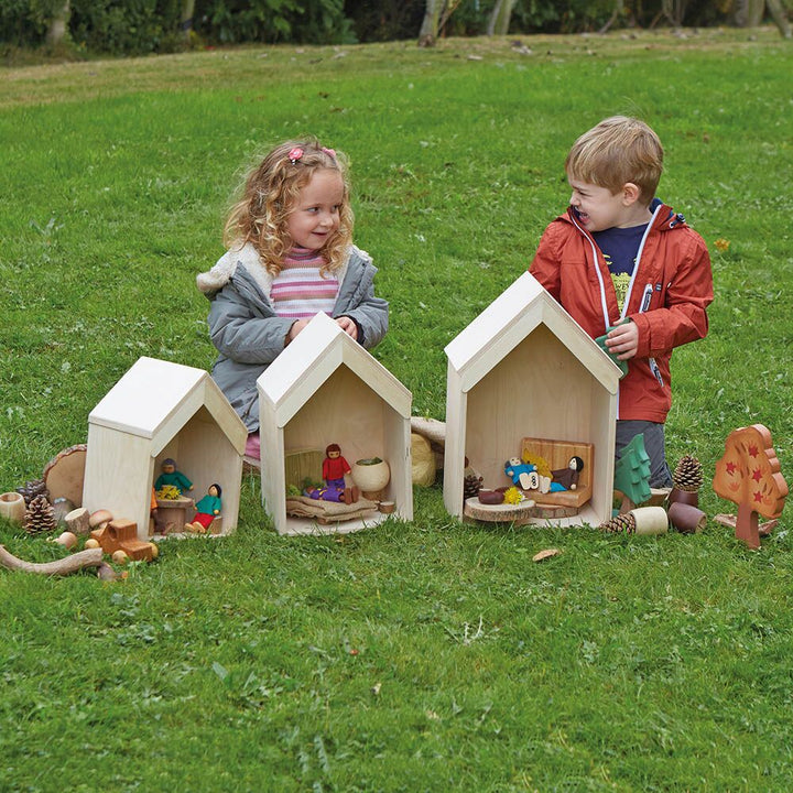Nesting Wooden Small World Houses 3pk - EASE
