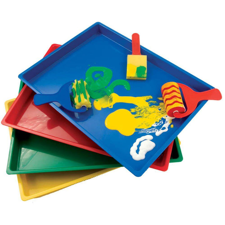 Plastic Coloured Mark Making Messy Art Trays 8pk - EASE