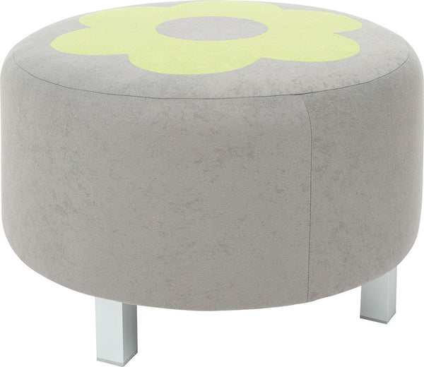 Premium round pouf, grey - green - EASE