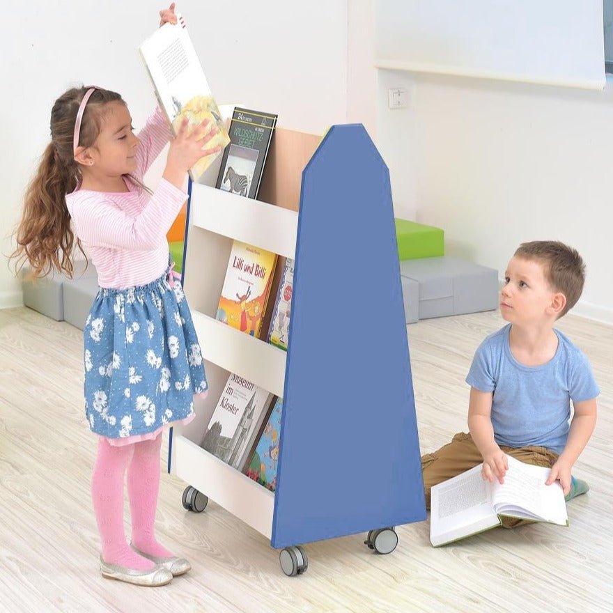 Quadro - doublesided library stand - blue - EASE