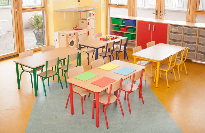 Steel Legged Rectangular School Table - White 46cm - EASE