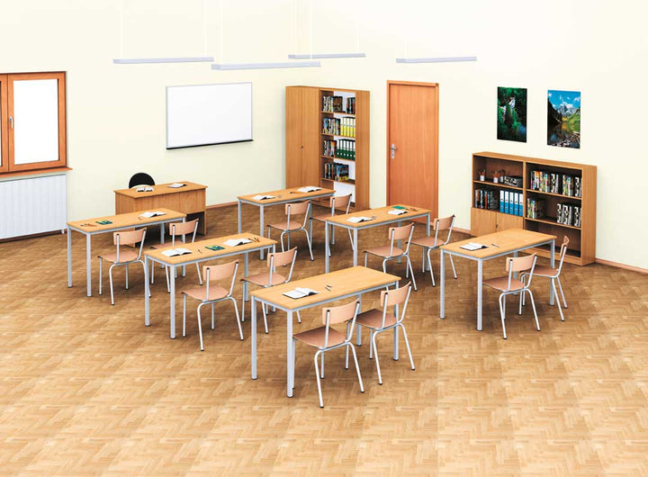 Steel Legged Rectangular School Table - White 46cm - EASE