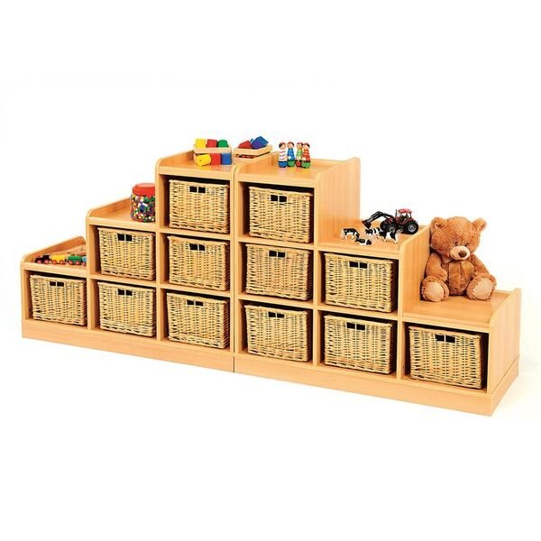 Tiered Storage Units With Wicker Baskets Offer - EASE