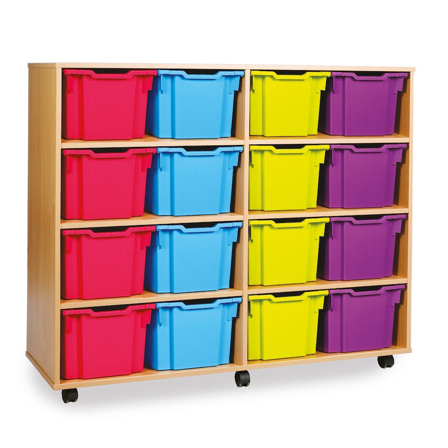 Tray Storage Unit With 16 Extra Deep Trays - 3 colour options - EASE