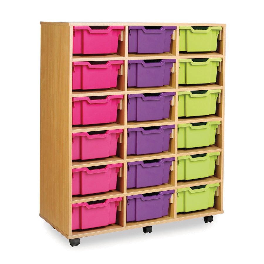 Tray Storage Unit With 18 Deep Trays - 3 colour options - EASE