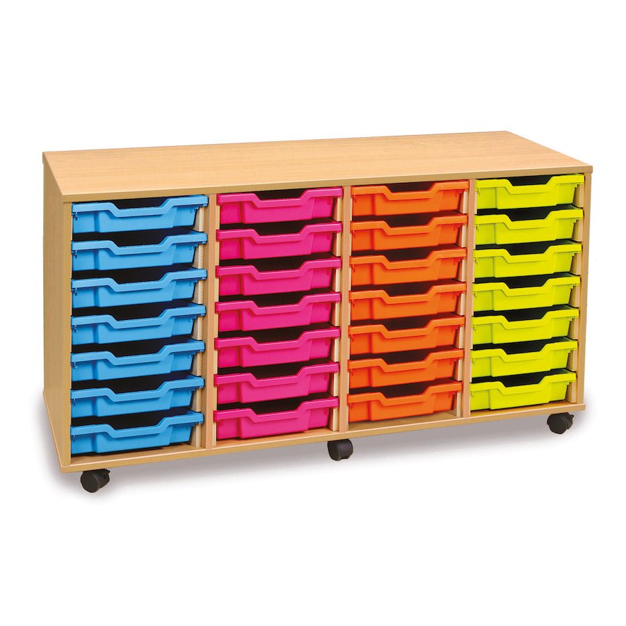 Tray Storage Unit With 28 Shallow Trays - 3 colour options - EASE
