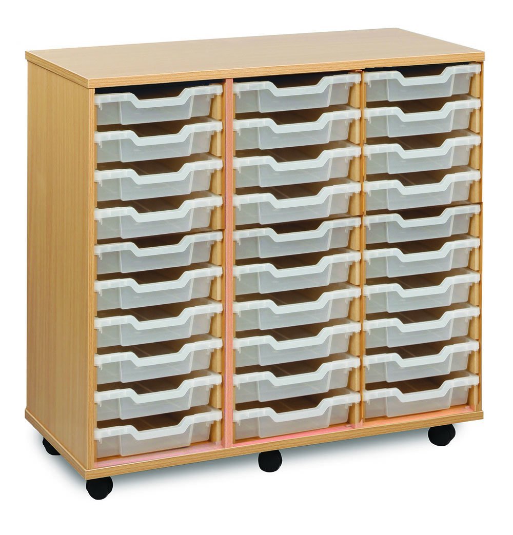Tray Storage Unit With 30 Shallow Trays - 3 colour options - EASE