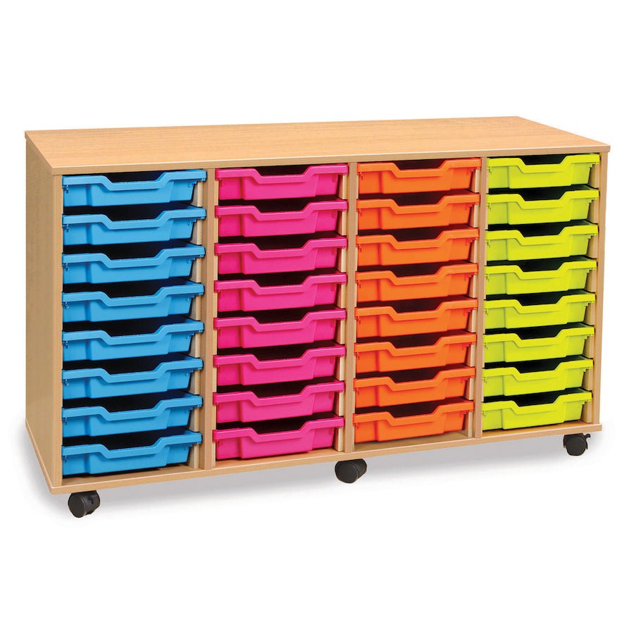 Tray Storage Unit With 32 Shallow Trays - 3 colour options - EASE
