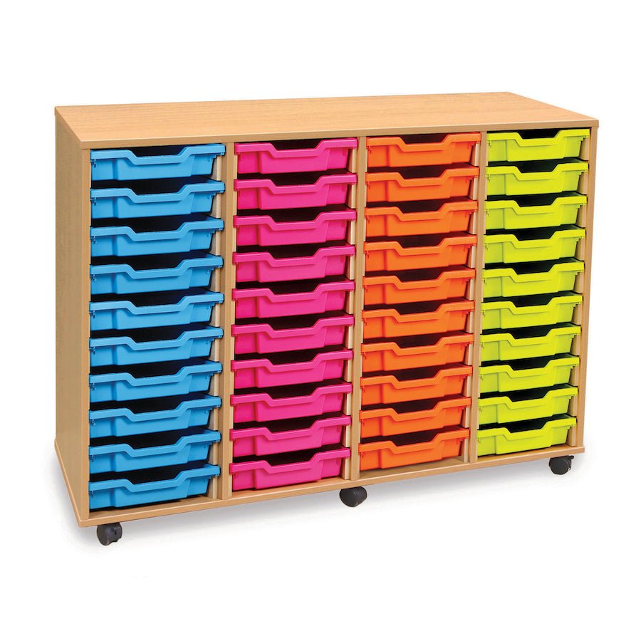 Tray Storage Unit With 40 Shallow Trays - 3 colour options - EASE