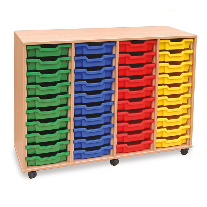 Tray Storage Unit With 40 Shallow Trays - 3 colour options - EASE