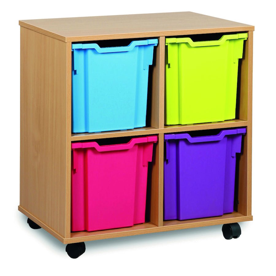 Tray Storage Unit With Four Jumbo Trays - 3 colour options - EASE