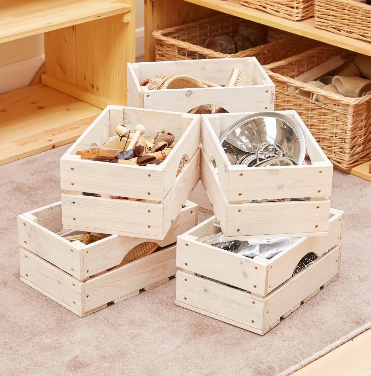 Wood Grab Crates - Set of 6 - EASE