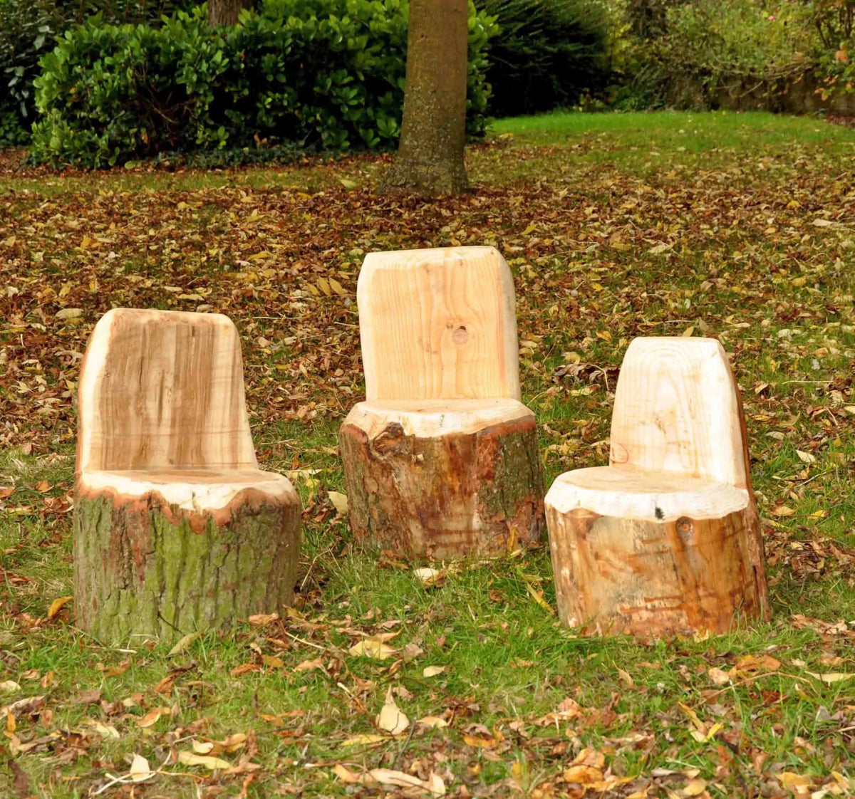 Wooden Carved Out Seats set of 3 - EASE