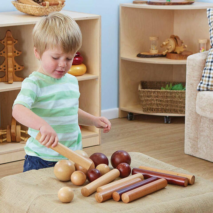 Wooden Cylinders and Balls for Babies 21pk - EASE