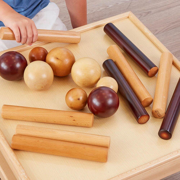 Wooden Cylinders and Balls for Babies 21pk - EASE