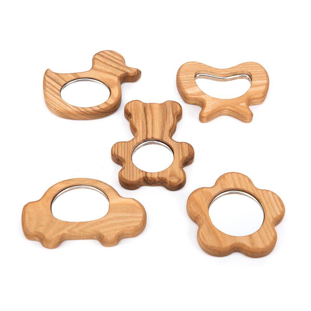 Wooden Hand Held Baby Mirrors 5pk - EASE