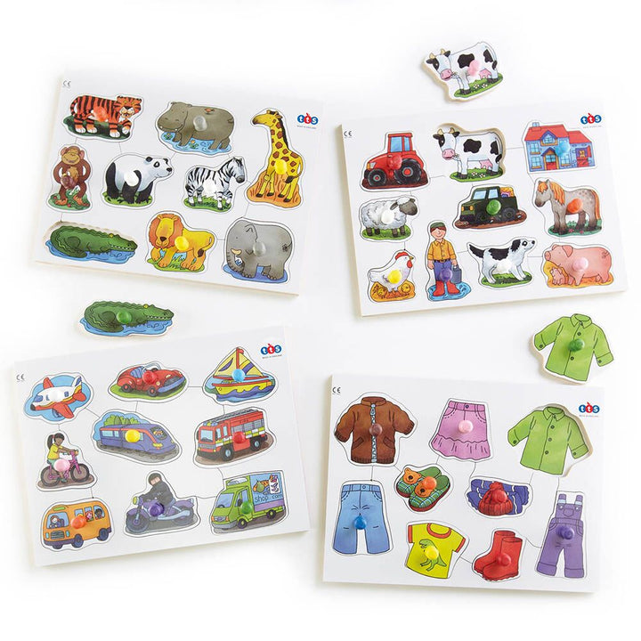 Wooden Large Peg Puzzles 4pk - EASE