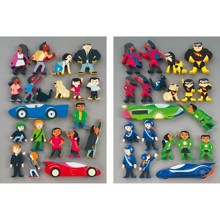 Wooden Superhero Character Figures 20pk - EASE