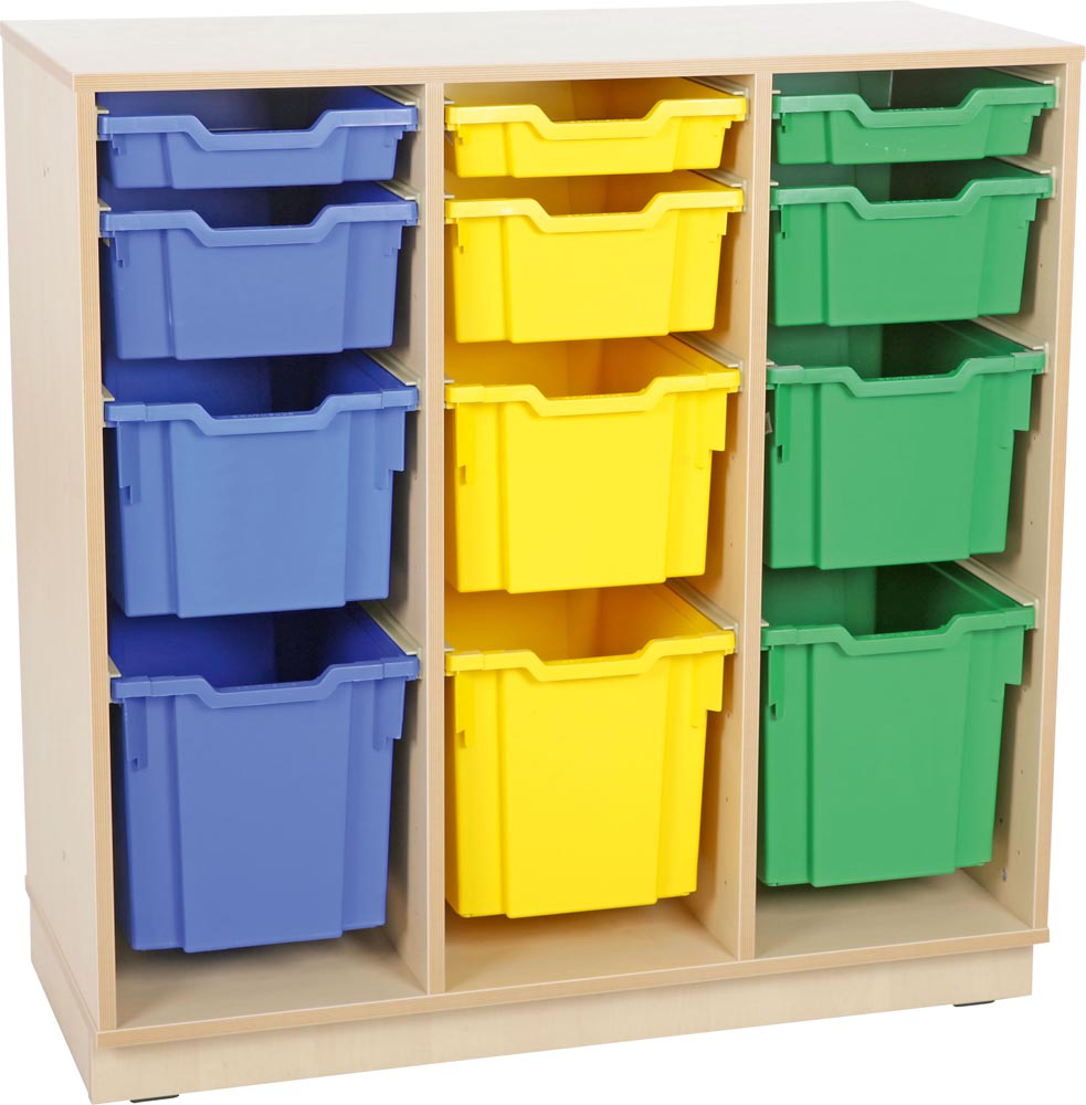 L cabinet for plastic container - 3 rows with Legs